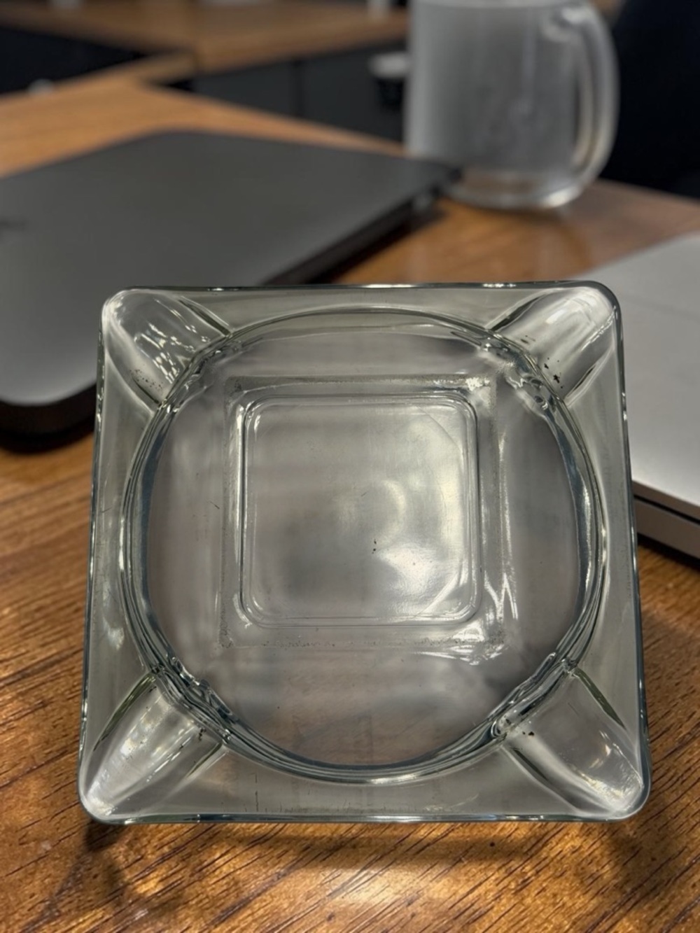 Vintage Anchor Hocking Classic Cigar Ashtray Square Clear Glass 6" MCM